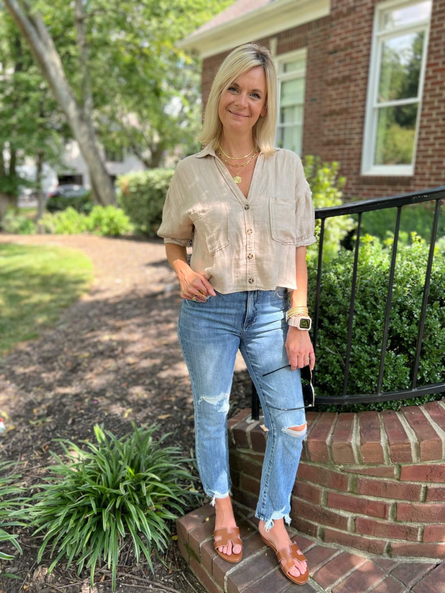 Such a fun elevated casual look for fall 🍁🍁🍁.  We found these jeans at the NSale and have been wearing them on repeat!

#LTKstyletip #LTKSeasonal #LTKtravel