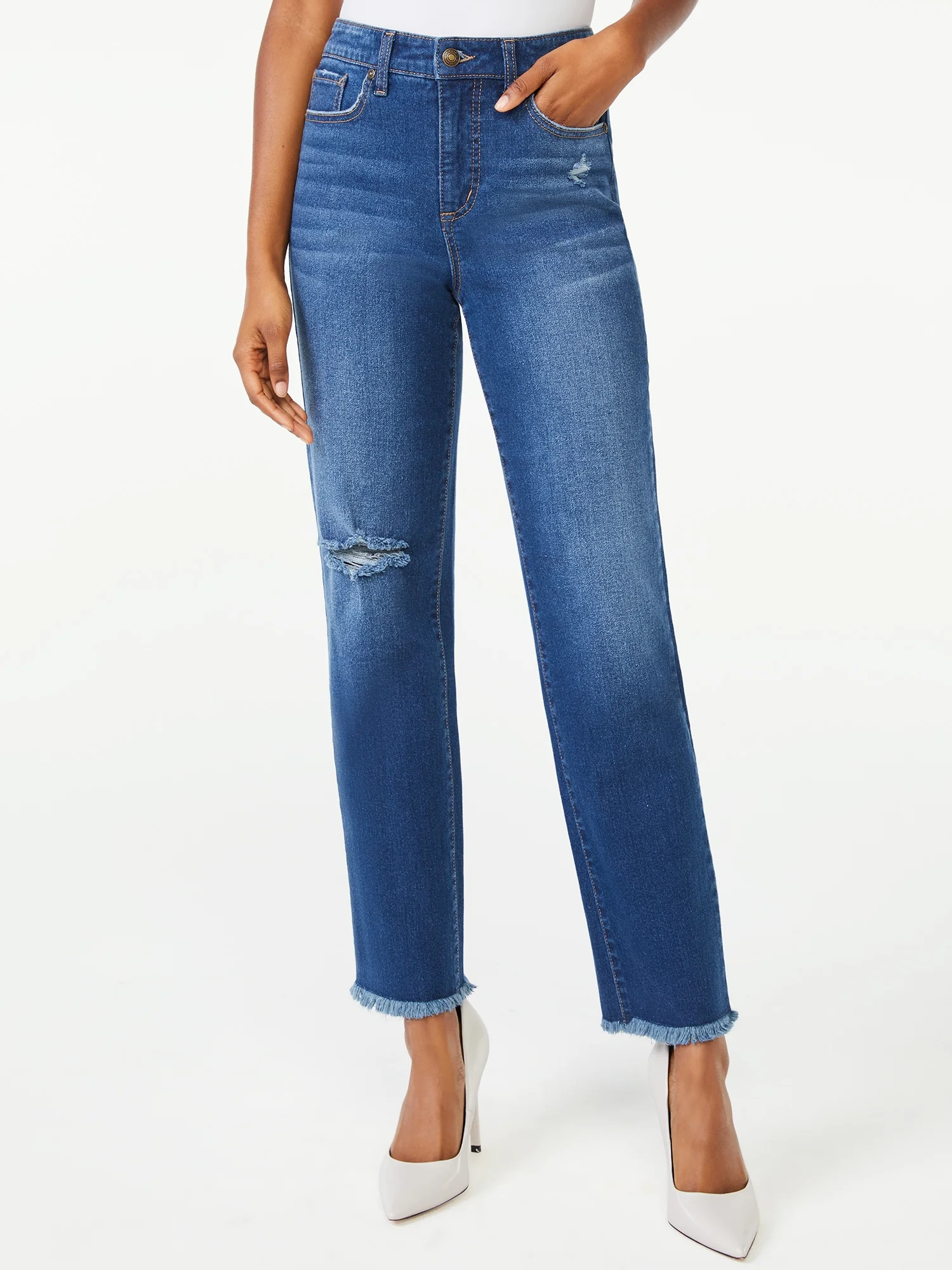 Scoop Women's High-Rise Ankle Straight Jeans - Walmart.com | Walmart (US)