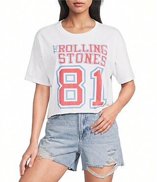 Junk Food The Rolling Stones Cropped Raw Edge Tee - M | Dillard's