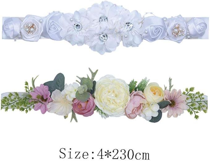 Wedding Bride Belt Sash Maternity Flower Crystal Pearls Belts for Women Dress Waist Decoration | Amazon (UK)
