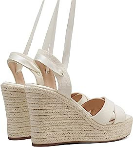 Senodin Women'S Espadrilles Wedges Sandals Platform Lace Up Ankle Open Toe Wedges Sandals Summer ... | Amazon (US)