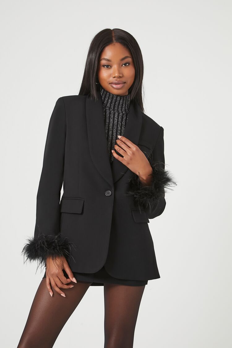 Faux Feather-Trim Blazer | Forever 21 | Forever 21 (US)