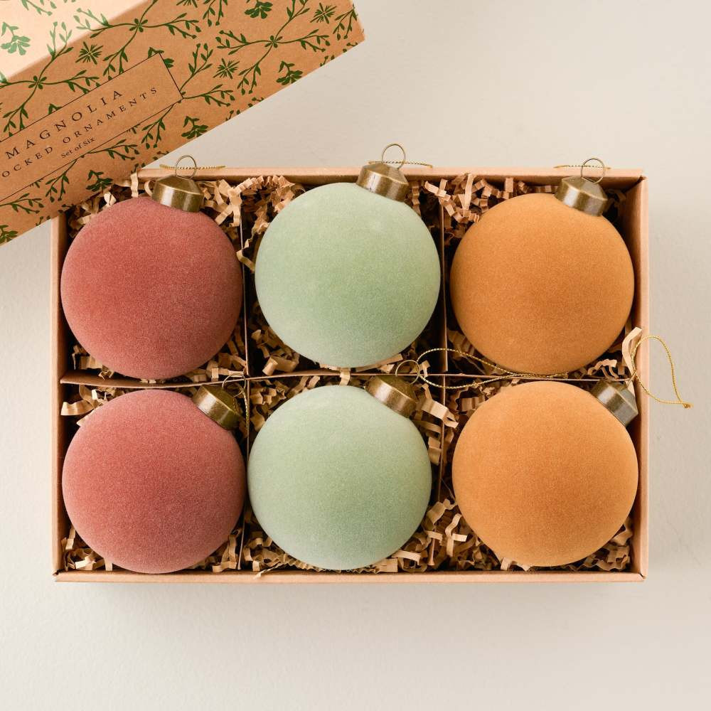 Flocked Ornaments Set of 6 | Magnolia
