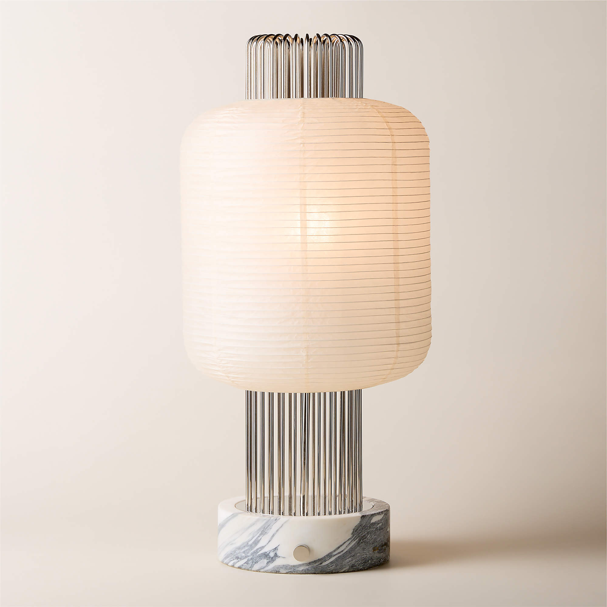 Nagara Rice Paper Table Lamp with White Marble Base by Kravitz Design | CB2 | CB2