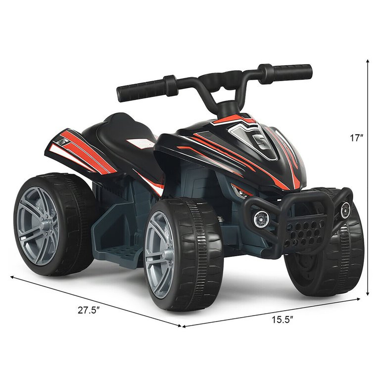 Costway 6V Kids 4-Wheeler ATV Quad Battery Powered Electric Ride On Car Toy, Black | Walmart (US)