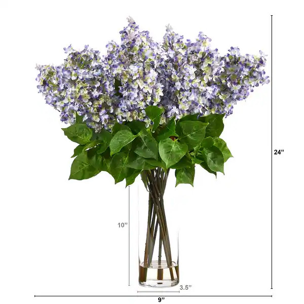 24" Artificial Lilac Arrangement with Cylinder Glass Vase | Bed Bath & Beyond