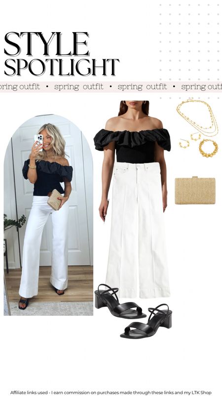 White jeans spring outfit idea 