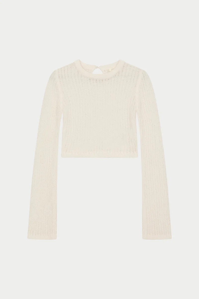 LADDER KNIT LONG SLEEVE TOP - CREAM | The Couture Club