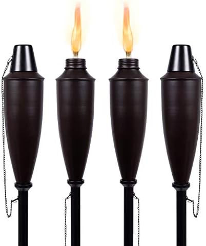 BIRDROCK HOME 4 Pack Outdoor Garden Torches - Oil Rubbed Bronze - Easy to Refill Citronella - Fla... | Amazon (US)