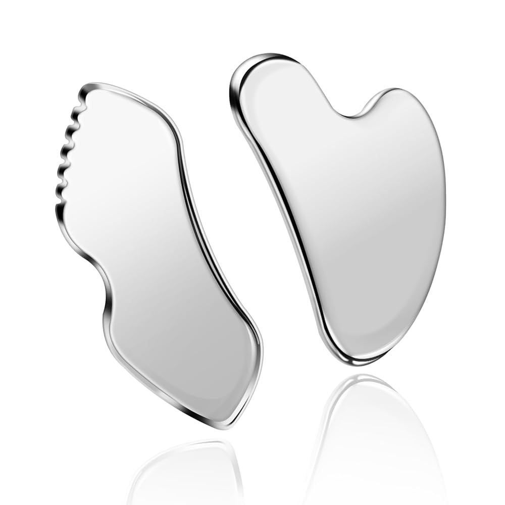 MoHern 2 Pcs Stainless Steel Gua Sha Tool, Gua Sha Facial Tools, Durable GuaSha Tool for Jawline ... | Amazon (US)
