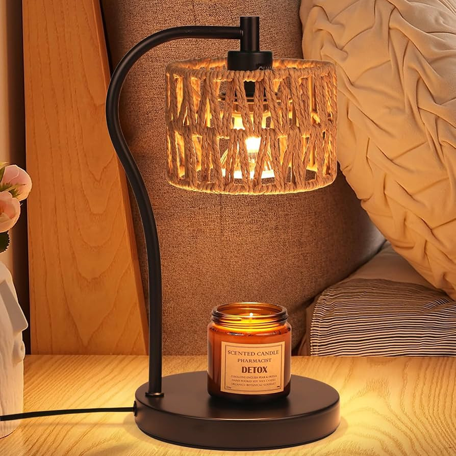 Candle Warmer Lamp, Rattan Candle Heater with 2 Light Bulbs, Dimmable and Timer Melt Warmer for S... | Amazon (US)