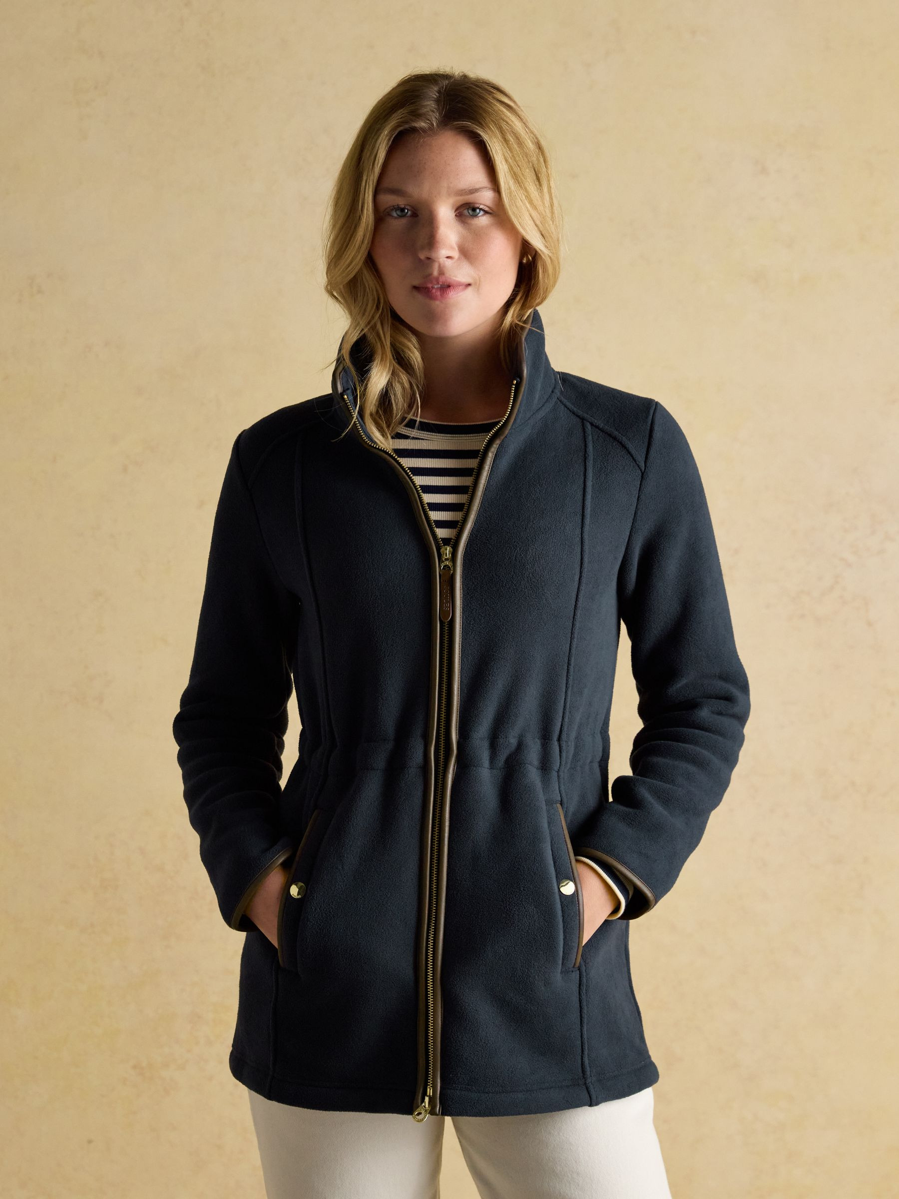 Heritage Navy Longline Zip Through Fleece | Joules | Joules