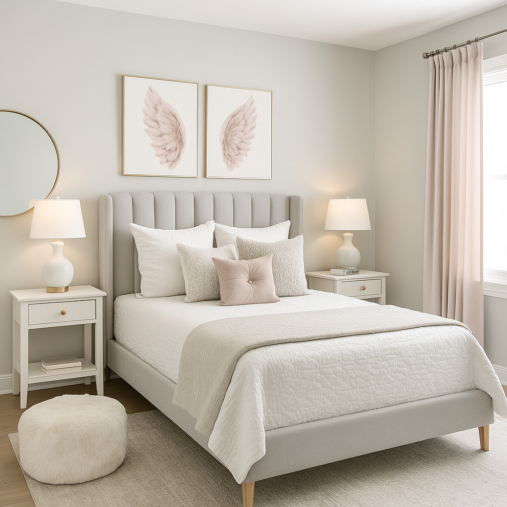 Soft, sweet, and oh-so serene 💫
This girls’ bedroom design blends cozy textures, soft blush tones, and timeless neutrals to create a space she’ll never outgrow. From the pleated blush linen curtains to the fuzzy bean bag and layered throw pillows, this room is all about comfort and charm.

🎀 Paint Color: SW Agreeable Gray
🛏️ Style: Transitional with a modern, feminine twist
💡 Perfect for: A preteen or tween who loves calm, cozy vibes with a hint of blush

✨ Shop the full look — everything is linked in my LTK
📌 Save this for your next refresh!

#GirlsRoomDesign #BlushBedroom #TweenRoomDecor #InteriorMoodboard #GracieLainDesign #NeutralKidsRoom #TransitionalStyle #RoomInspo #SoftModernStyle #LTKHome 

 #LTKSeasonal #LTKHome #LTKKids