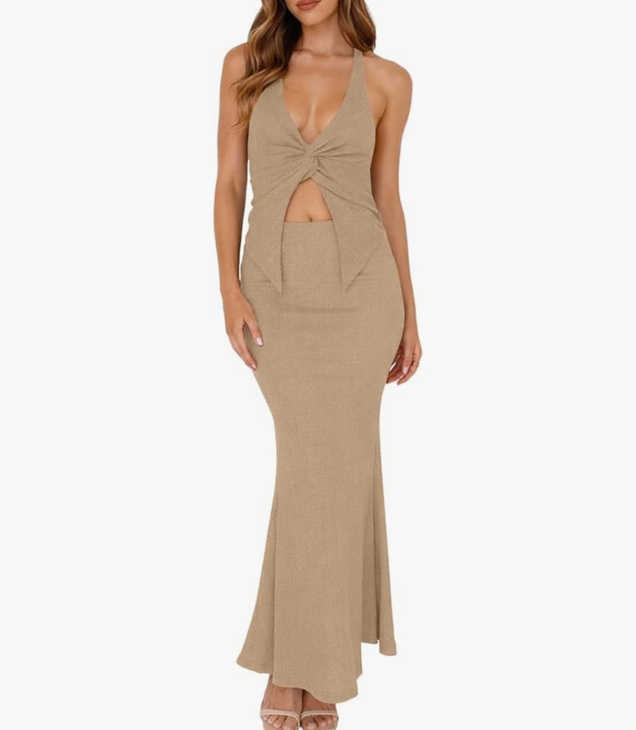 IHOT Women's 2 Piece Skirt Sets Halter Neck Twist Front Cutout Cami Top Fishtail Maxi Skirt Summer Casual Vacation Outfits

#LTKgrwm #LTKootd #LTKSpringSale