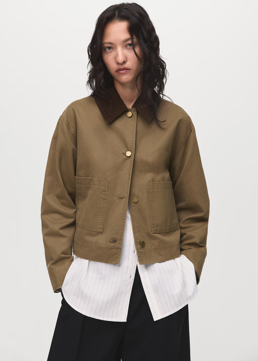 Corduroy collar denim parka - Women | MANGO United Kingdom | MANGO (UK)