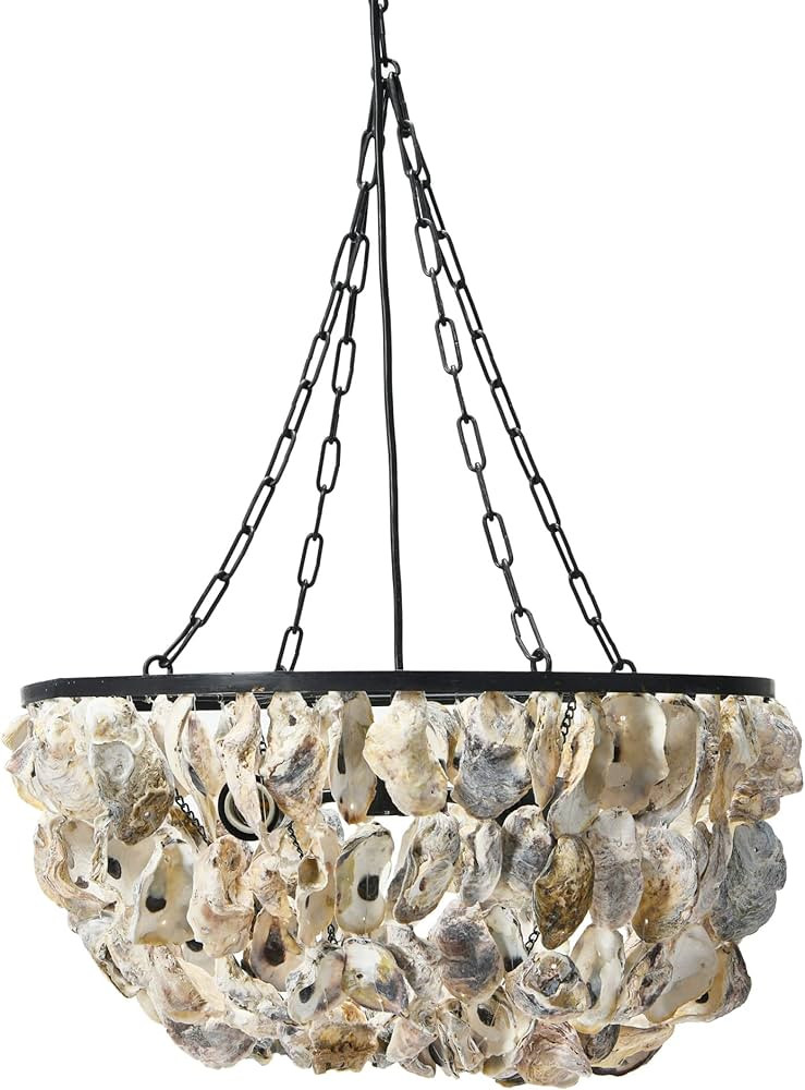 Creative Co-Op Round Oyster Shell Chandelier with 2 Lights | Amazon (US)