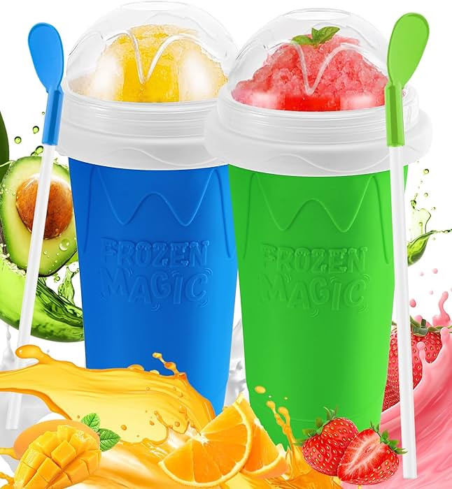 Slushie Cup, 2 Pack DIY Magic Slushy Maker Cup, Portable Frozen Slushy Cups for Juice Milk Yogurt... | Amazon (US)