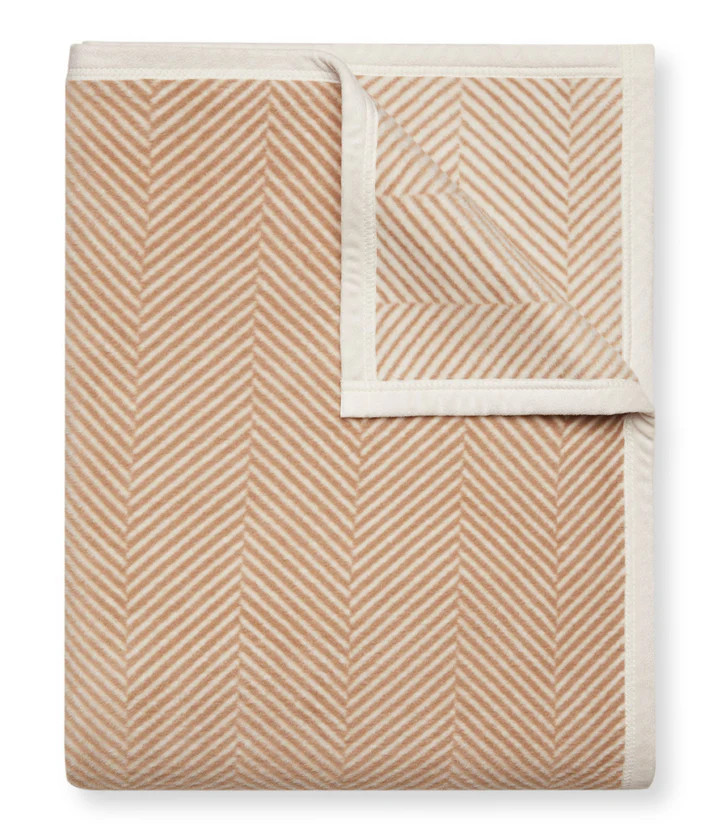 Harborview Herringbone Tan Throw Blanket | ChappyWrap | ChappyWrap
