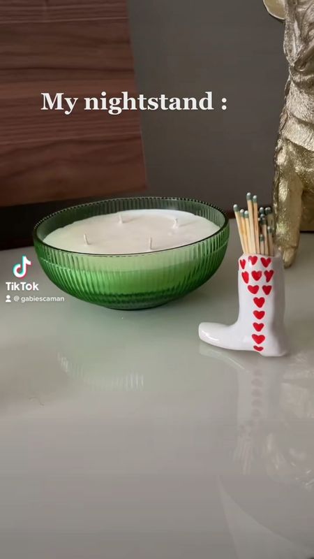 My nightstand essentials 
• candle 
• match holder 
• lamp 
• lip balm 

#nightstand #minimalist #bedroom

#LTKFind #LTKGiftGuide #LTKbeauty