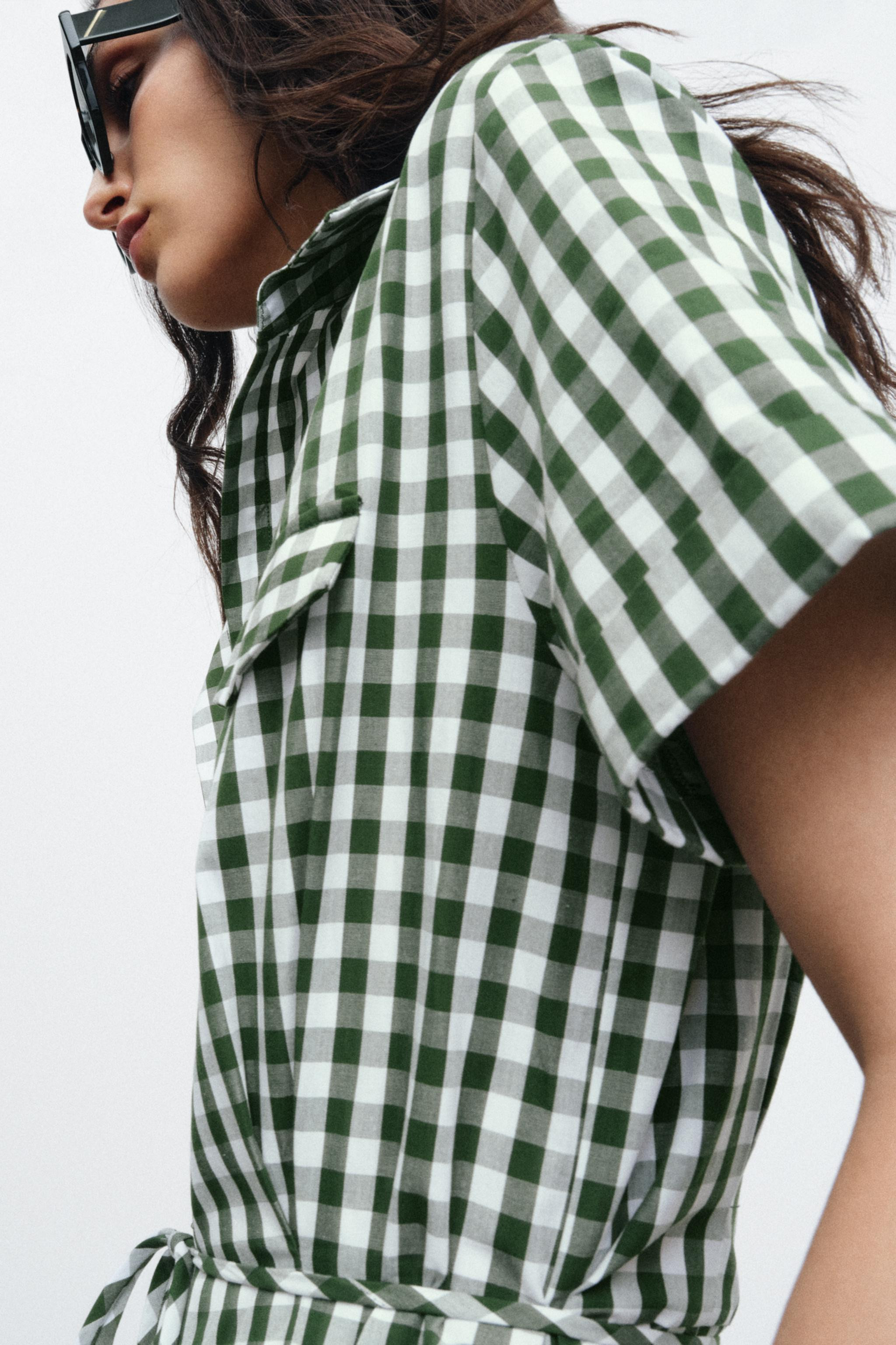 GINGHAM CHECK SHIRT DRESS ZW COLLECTION | Zara US