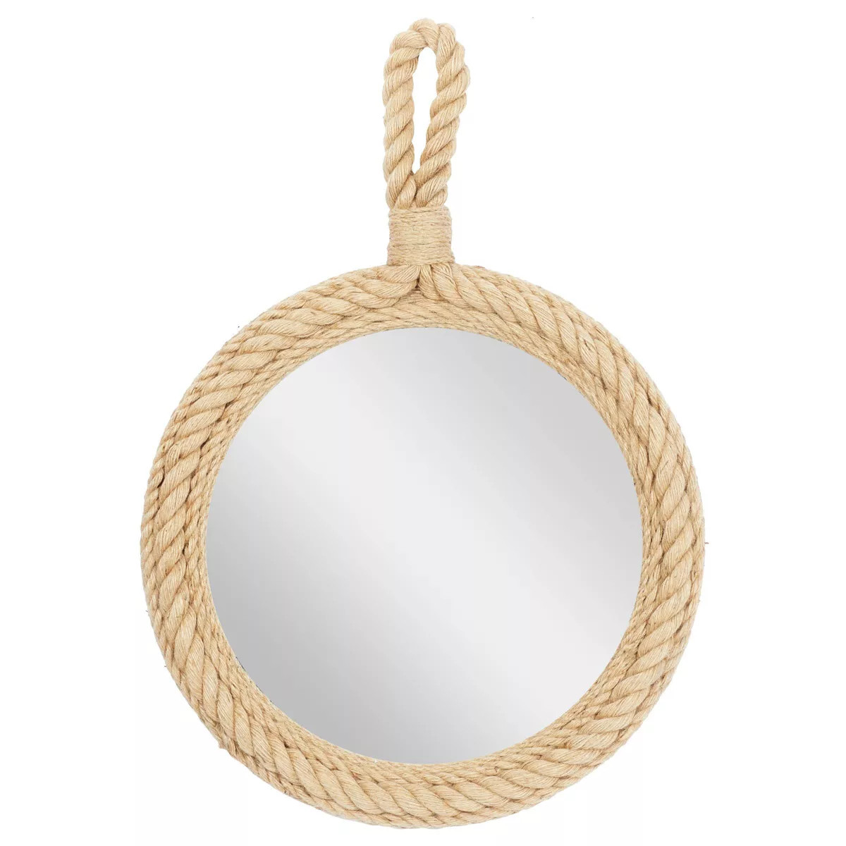 Glass Wall Mirror with Rope Accents Brown - Olivia & May: Nautical, No Assembly Required | Target