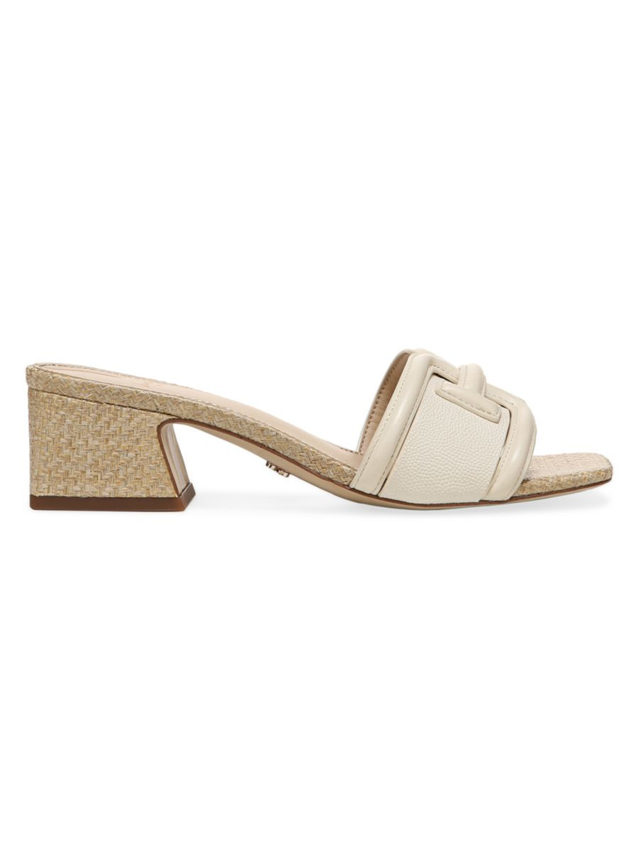 Waylon 45MM Leather & Raffia Mules | Saks Fifth Avenue