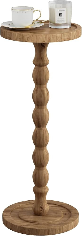 iFaveorr Small Side Table, Rubberwood‌ Drink Table for Small Spaces, Solid Wood Pedestal Coffee... | Amazon (US)