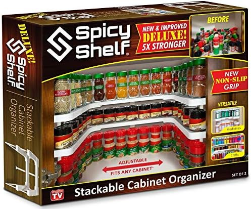 Spicy Shelf Deluxe - Expandable Spice Rack and Stackable Cabinet & Pantry Organizer (1 Set of 2 s... | Amazon (US)