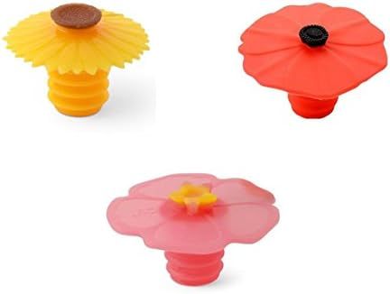 Charles Viancin Bottle Stopper - Sunflower, Poppy and Pink Hibiscus, Set of 3 | Amazon (US)