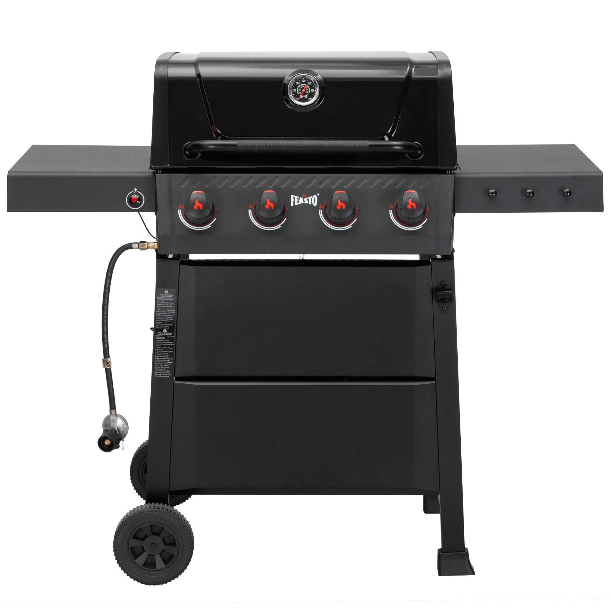 Feasto Black 4 -Burner Liquid Propane Gas Grill Stainless Steel one_size | GL4001B | Lowe's