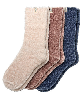 UGG Women's 3-Pack Leda Sparkle Cozy Crew Socks | Macy's