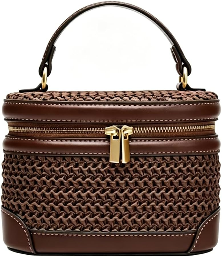 Women\u2019s Straw Crossbody Bag Mini Woven Leather Trim Hobo Purse Retro Boho Shoulder Handbag f... | Amazon (US)