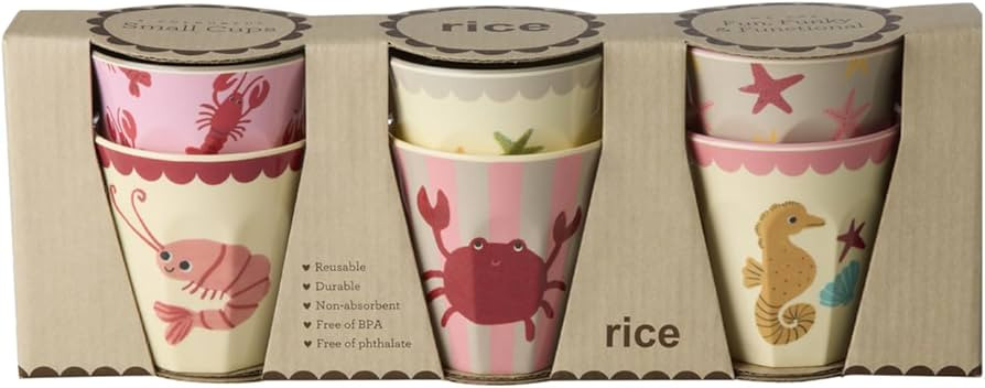 Rice Melamin Becher - Coral Ocean Print - 6er-Set Becherset Kinderbecher Campingbecher Campingges... | Amazon (DE)