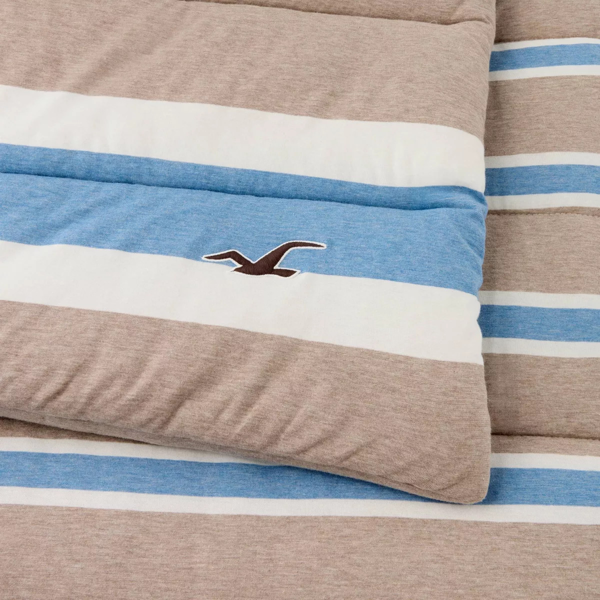 Twin/Twin Extra Long Reversible Jersey Puff Comforter Set Blue/Brown Stripe - The Hollister Colle... | Target