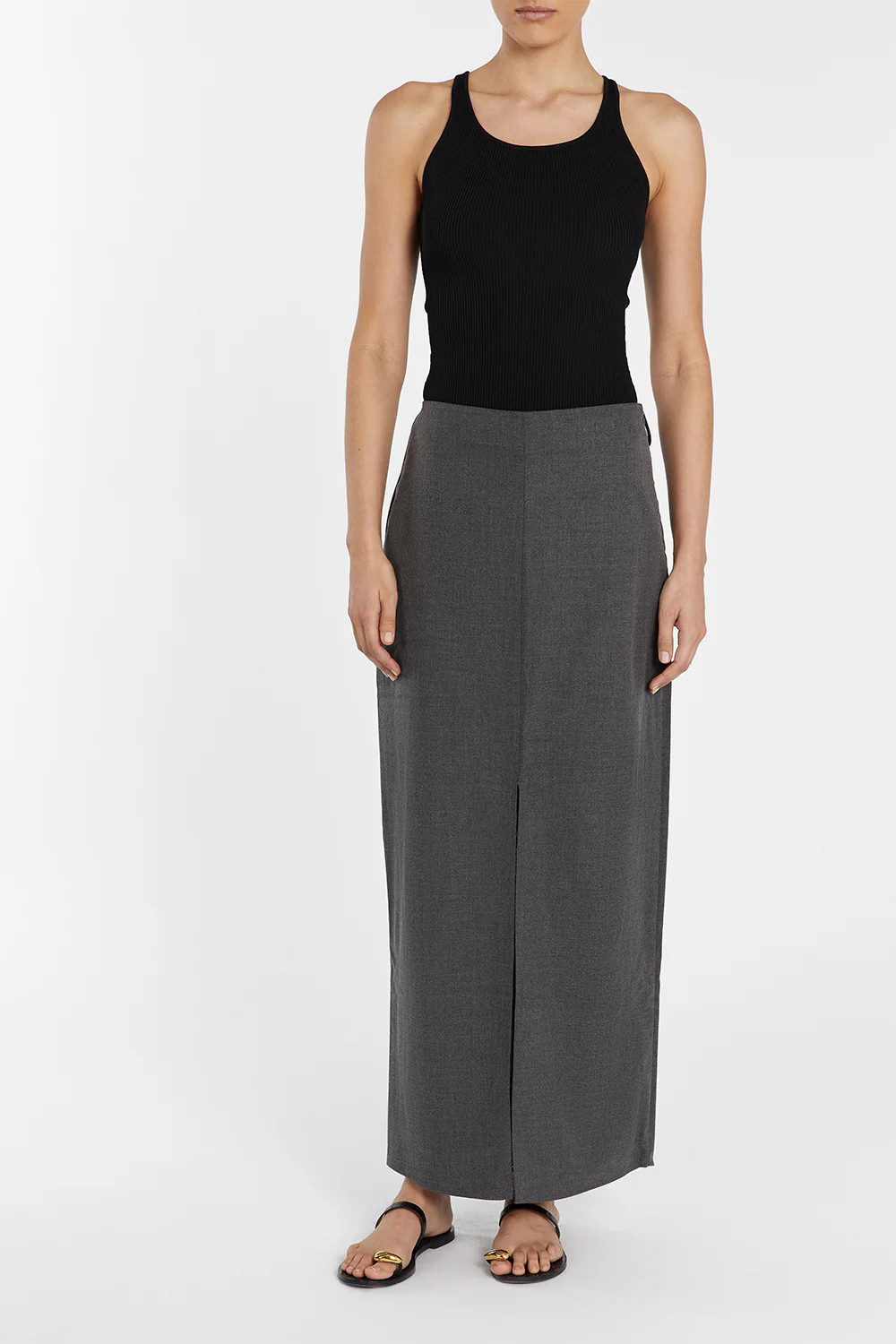 DREW CHARCOAL SPLIT MIDI SKIRT | DISSH