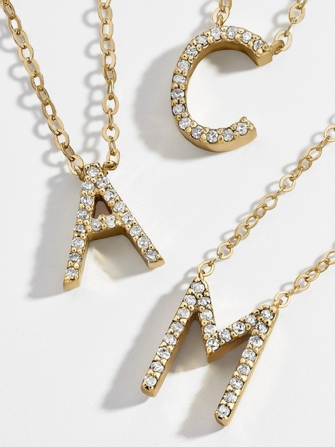 14K Gold Vermeil Diamond Initial Pendant | BaubleBar (US)