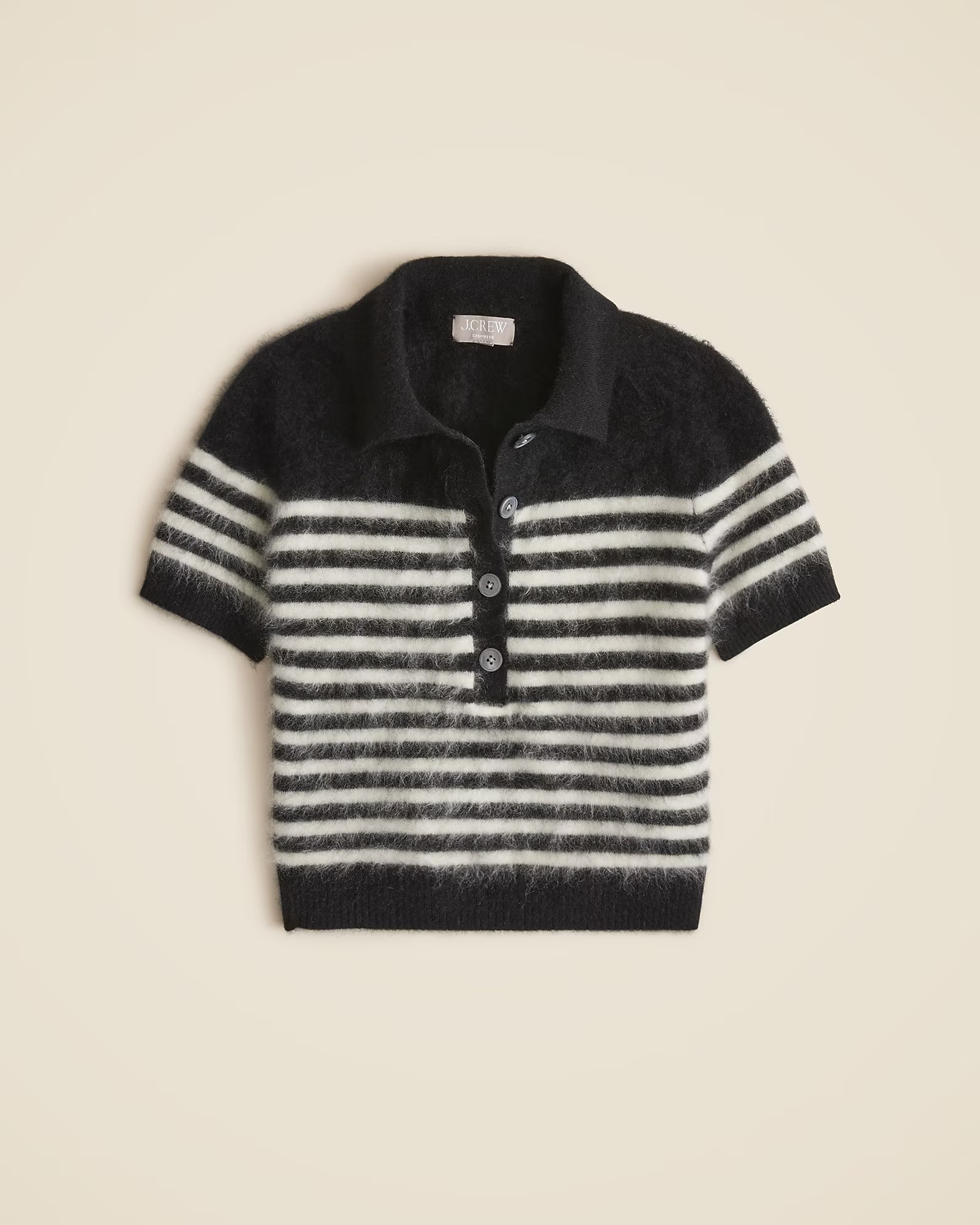 Brushed cashmere short-sleeve sweater-polo in stripe | J. Crew US