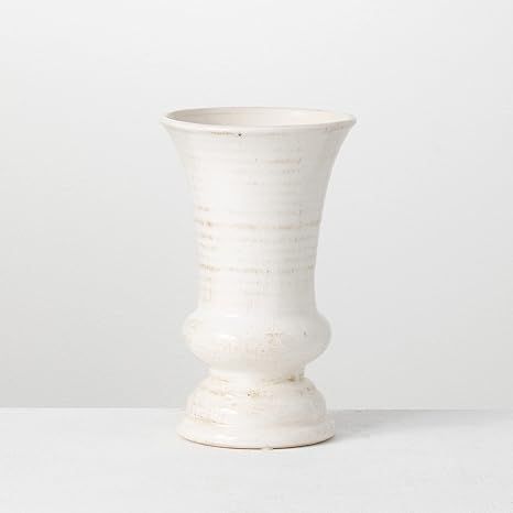 Amazon.com: Sullivans Modern Farmhouse Decorative Ceramic Vase, 6 x 6 x 10 inches, Distressed Dec... | Amazon (US)