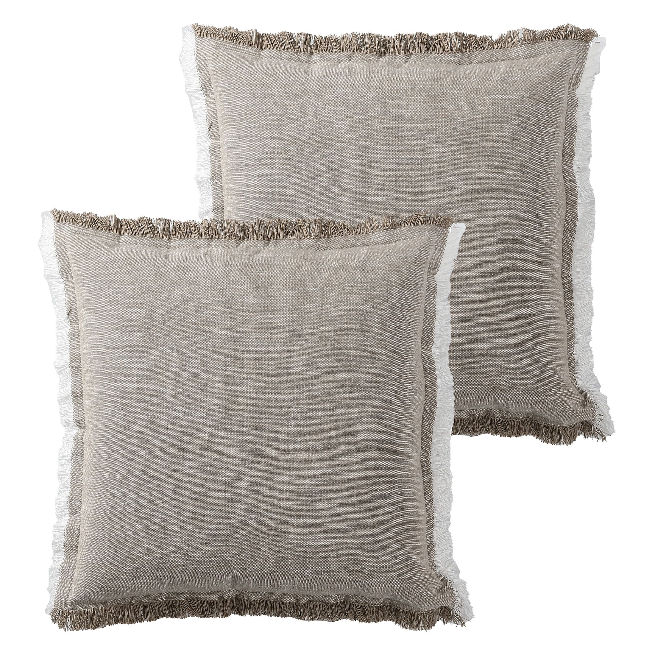 Better Homes & Gardens, Linen Throw Pillows, Square, 20" x 20", Brown, 2 Pack | Walmart (US)
