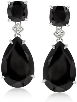 Ross-Simons Gemstone Teardrop Earrings with Diamond Accents in Sterling Silver | Amazon (US)