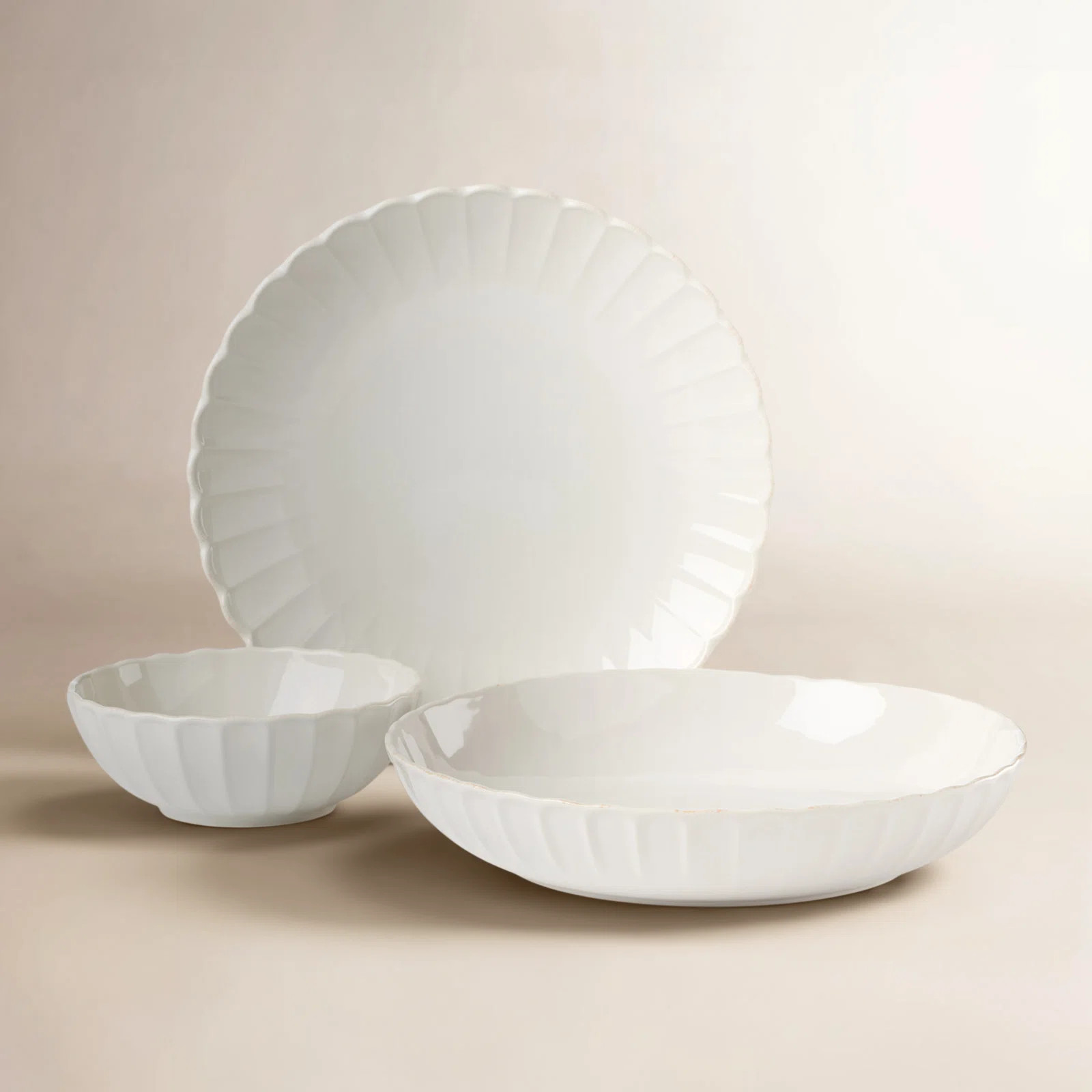 Lenox French Perle Scallop White 12-Piece Dinnerware Set (Set of 4) | Wayfair North America