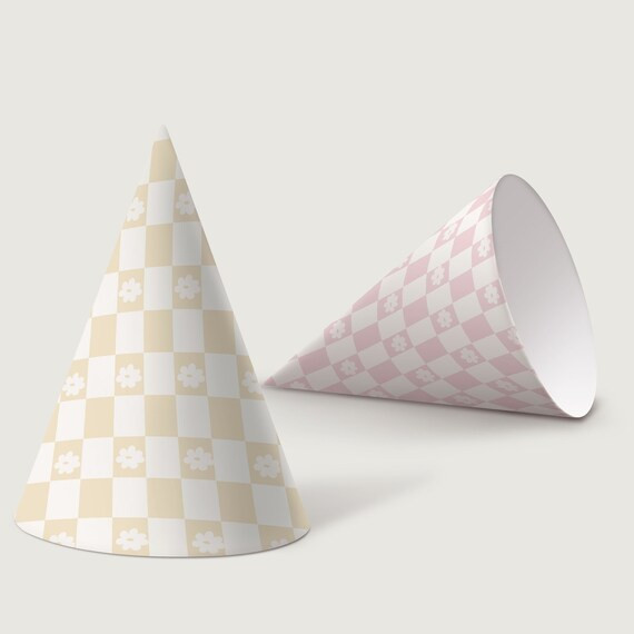 Checkered Flower Daisy Floral Groovy Birthday Party HAT Kids | Etsy | Etsy (US)