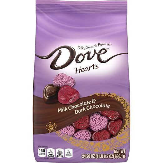 DOVE PROMISES Milk & Dark Chocolate Valentines Day Candy Hearts, 24.2 oz Bag | Amazon (US)