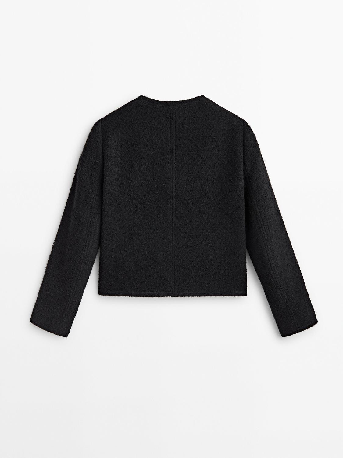 Textured cropped jacket with four pockets | Massimo Dutti US