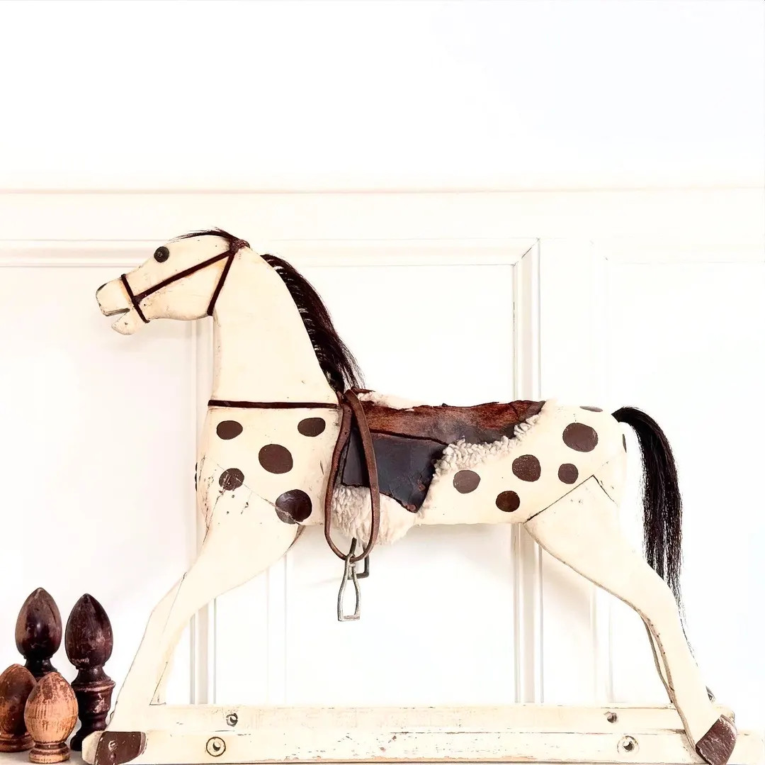 Antique Carved Wooden Rocking Horse: Primitive Rustic Decor - Etsy | Etsy (US)