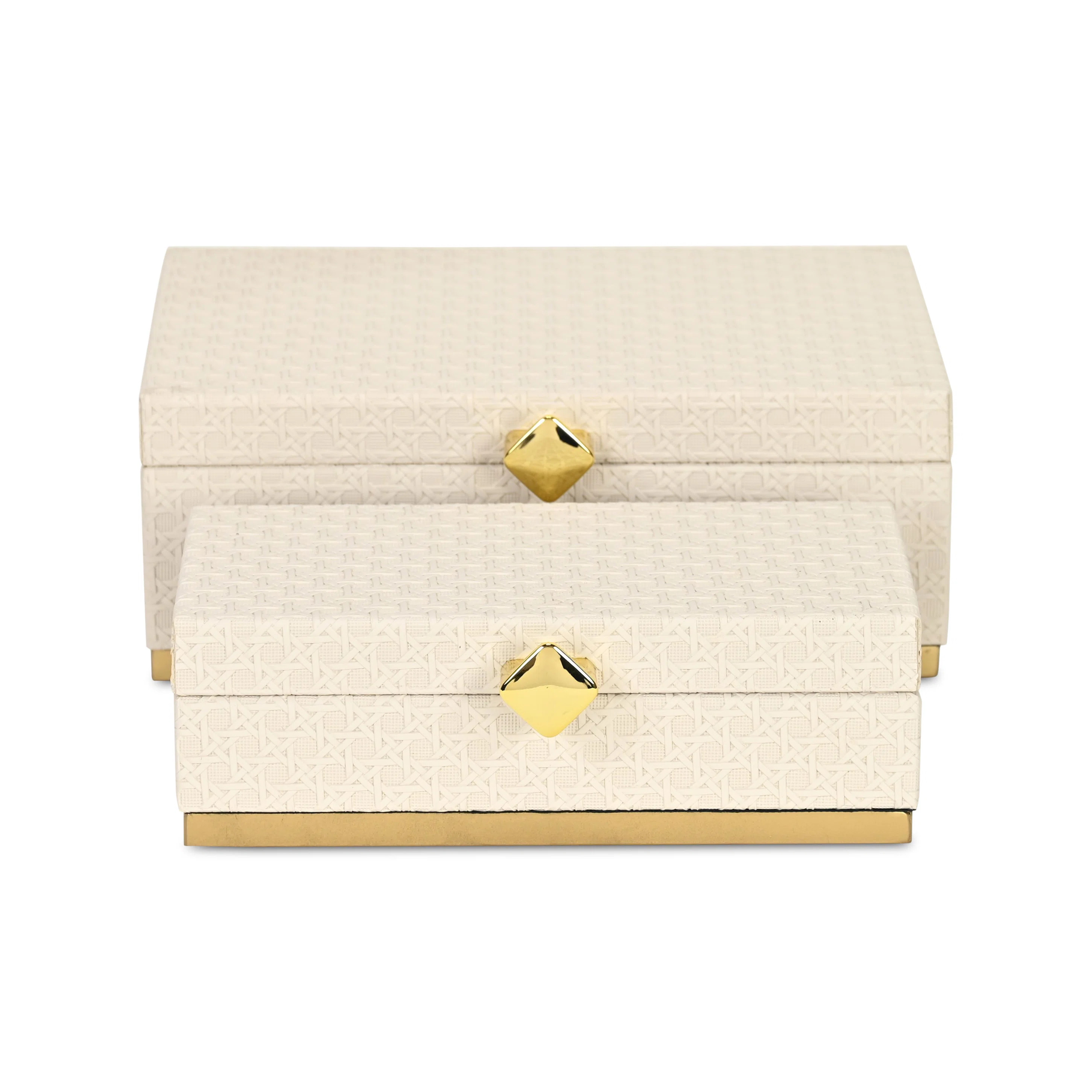 Cheungs Baskura Vinyl Rattan Rectangular Box Set | Diamond Shaped Handles | | Wayfair | Wayfair North America