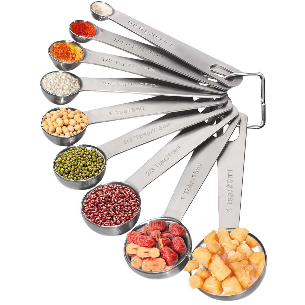 Measuring Spoons Stainless Steel, 9 Stainless Steel Metal Measuring Spoons, Kitchen Measuring Too... | Walmart (US)