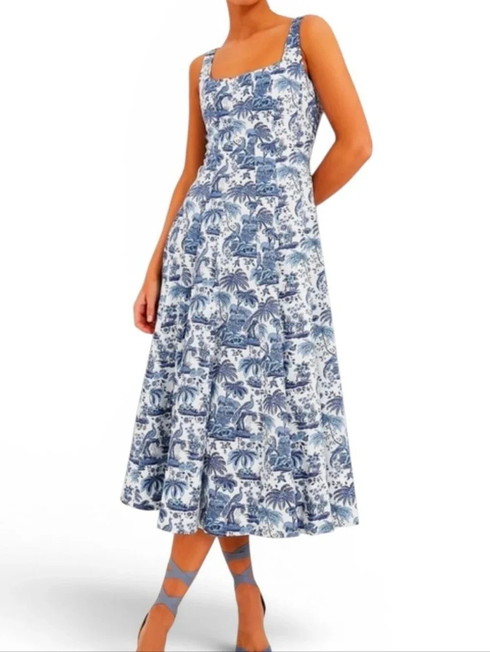 NWOT STAUD Blue White Tropical Wells Dress - Size 8 | Poshmark