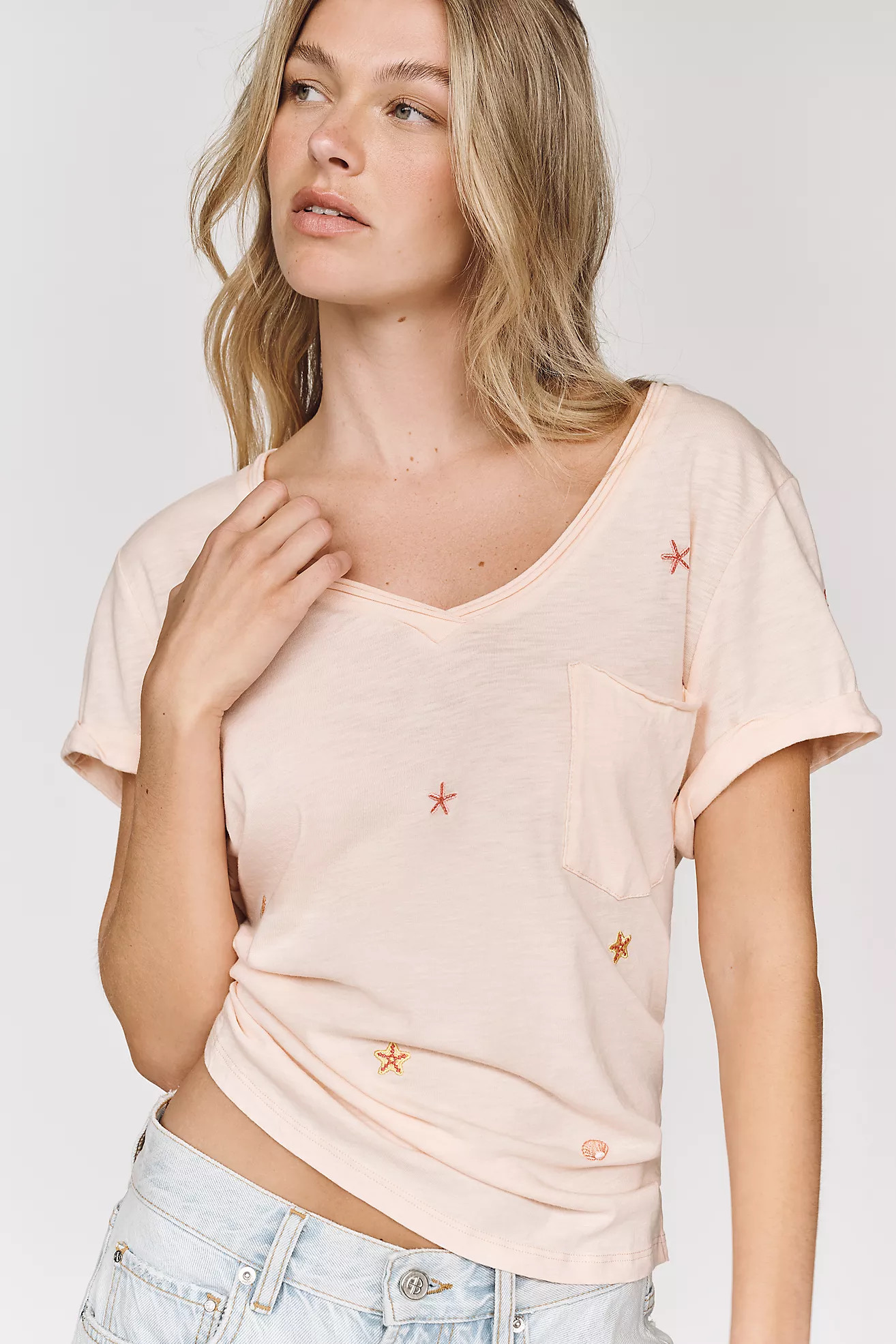 Pilcro Quinn Drapey V-Neck Tee | Anthropologie (US)