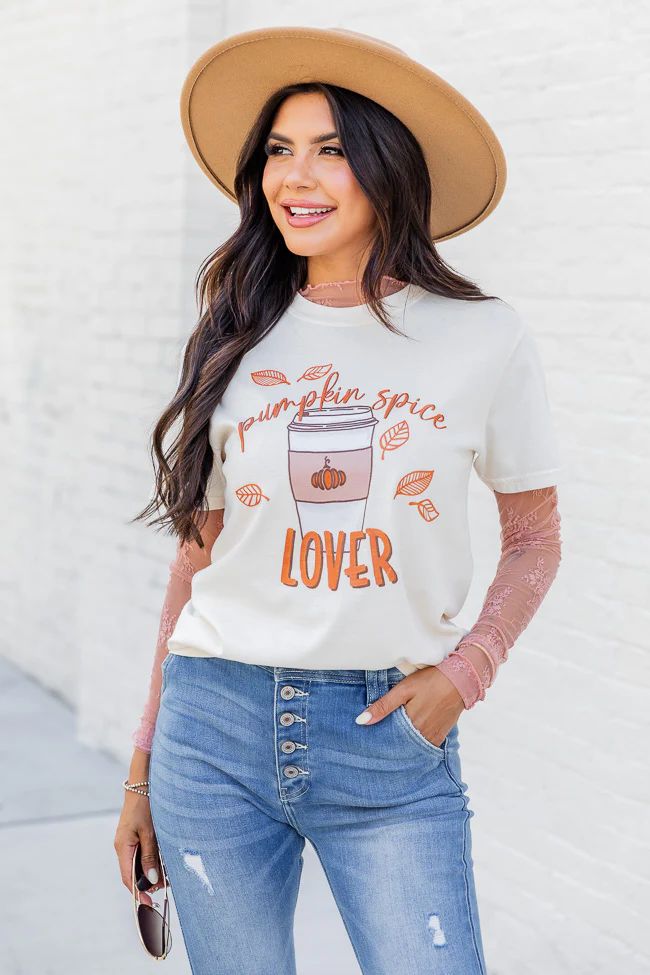 Pumpkin Spice Lover Ivory Comfort Color Graphic Tee | Pink Lily